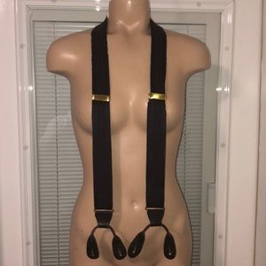 Auth Coach men’s black leather satin suspenders